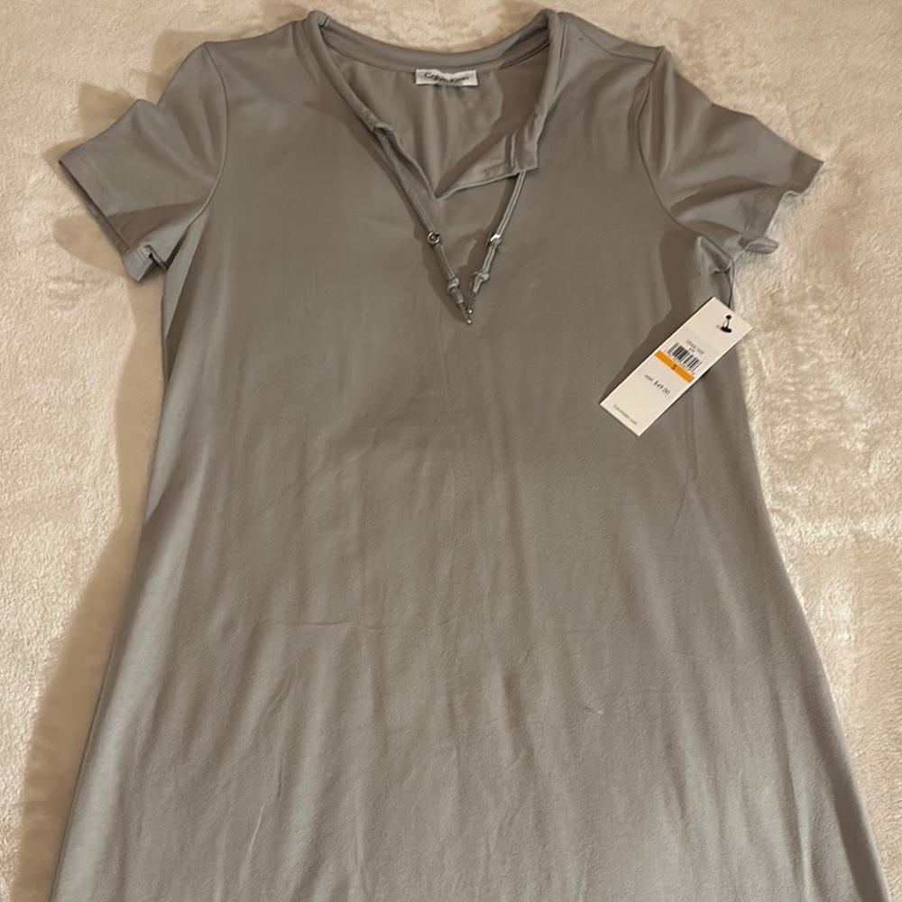 Gray V-Neck Women's Calvin Klein Dress